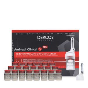 Dercos Aminexil Clinical ٥ Anti-Hair Fall Treatment for Men – ٢١ pcs x ٦ml امبولات لعلاج تساقط الشعر للرجال/ ديكروس